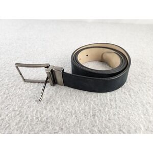 1901 Nordstrom Men's Black Suede Leather Belt Sz 38 Brass Silver Buckle Brazil